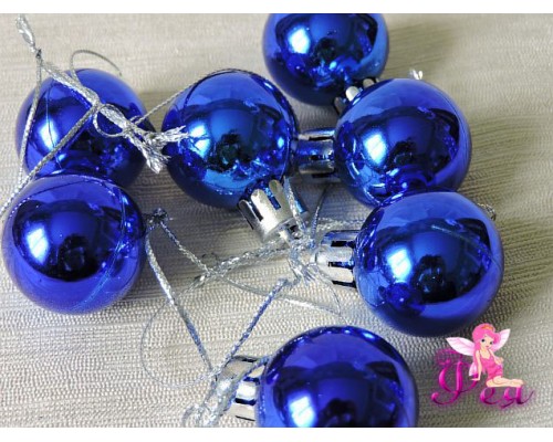 Шарик новогодний 3 см глянцевый, синий