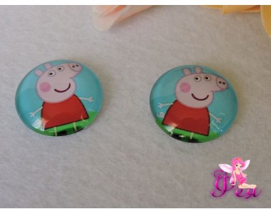 Кабошон стеклянный с рисунком " Свинка Пепа", 25 мм