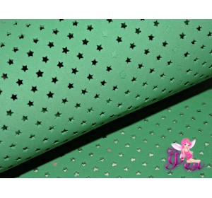 Фоамиран декоративный 2 мм (20*30 см), в  звездочки, цв. зеленый  - 1 лист