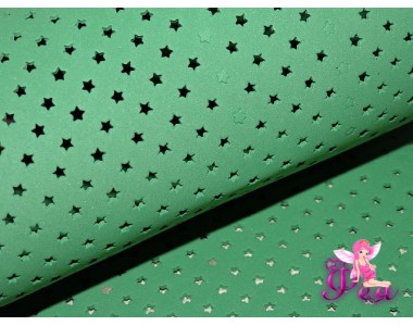 Фоамиран декоративный 2 мм (20*30 см), в  звездочки, цв. зеленый  - 1 лист