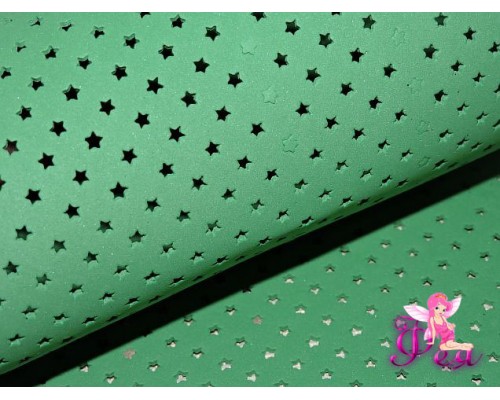 Фоамиран декоративный 2 мм (20*30 см), в  звездочки, цв. зеленый  - 1 лист