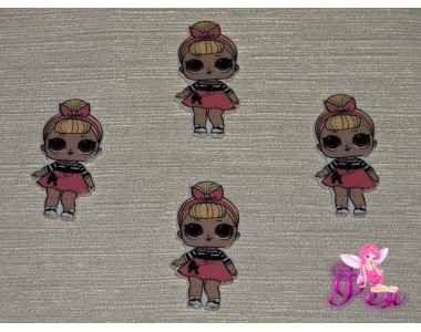 Кабошон-вырубка  38*19мм, Лол в розовой повязке  (пластик)  - 1шт