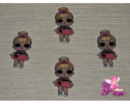 Кабошон-вырубка  38*19мм, Лол в розовой повязке  (пластик)  - 1шт