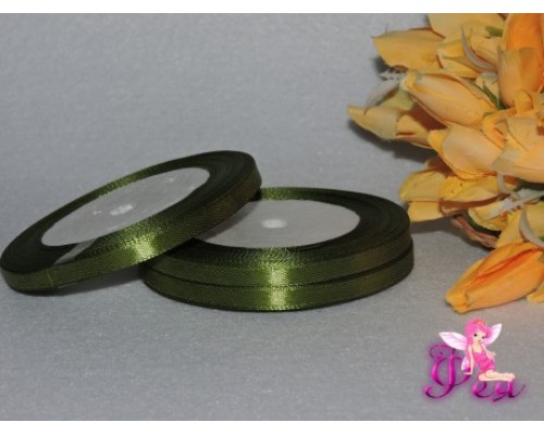 Однотонная атласная лента 6мм * 23 м, цв. фисташковый - 1 бобина