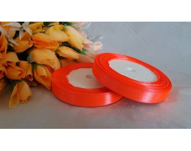 Однотонная атласная лента 12мм , цв. оранжевый - 1 м.