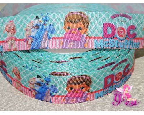 Репсовая лента 25 мм с рисунком  "Док Мактуффиньш" (1 м)