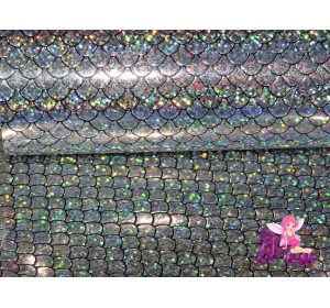 Искусственная кожа "Чешуя" 0.7 мм, цв.  серебро