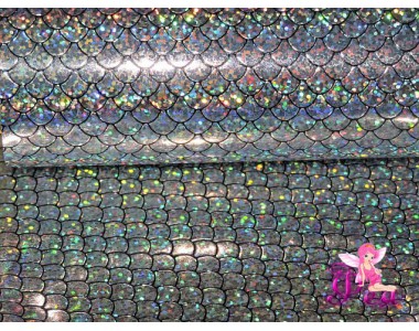 Искусственная кожа "Чешуя" 0.7 мм, цв.  серебро