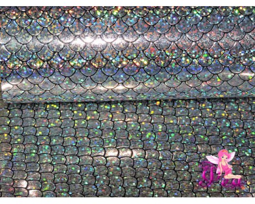 Искусственная кожа "Чешуя" 0.7 мм, цв.  серебро