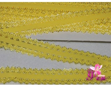 Тесьма-резинка с кружевом 2см, желтый