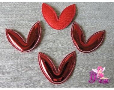 Патч 3D, глянец "Ушки" 3,7*2,8 см, красный