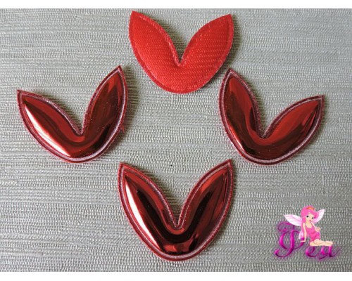 Патч 3D, глянец "Ушки" 3,7*2,8 см, красный