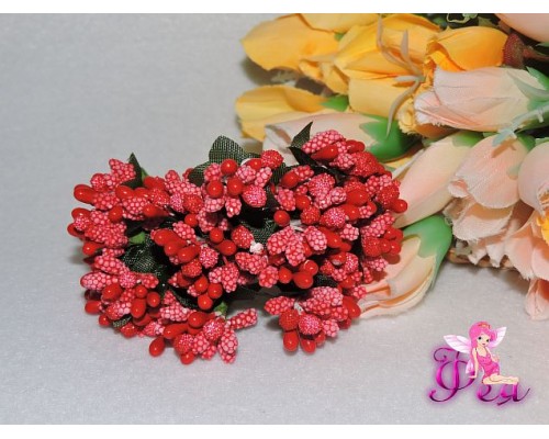 Букетики тычинок 12 шт, цв. красный