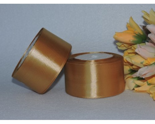Однотонная атласная лента 50 мм, орехового цвета