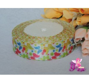 Атласная лента с рисунком " Бабочки" (мультики, 3D) 25мм