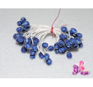 Тычинки засахаренные 5 мм, в одной связке 30 шт (60 головок), синий