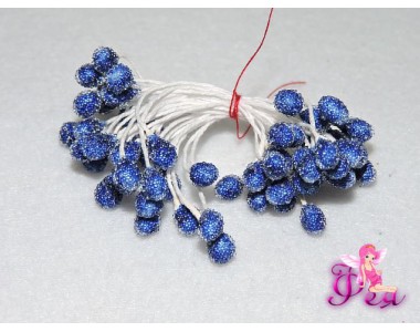 Тычинки засахаренные 5 мм, в одной связке 30 шт (60 головок), синий