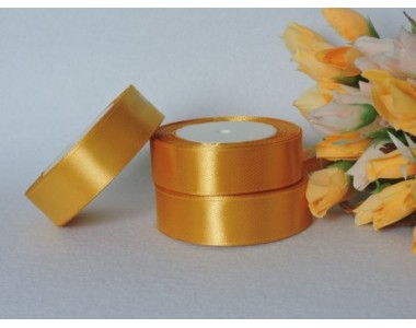 Однотонная атласная лента 25 мм, золотистого цвета
