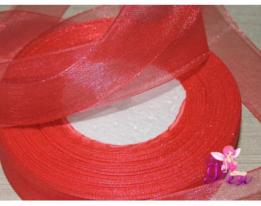 Лента органза  25 мм, цв. коралловый - 1м