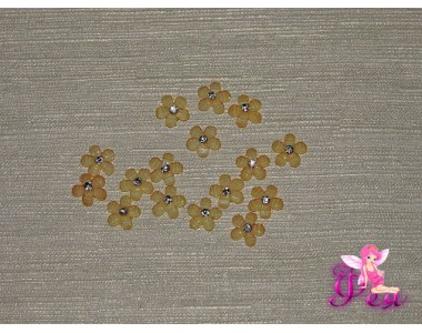 Кабошон со стразой "Цветок" 10 мм, цв. желтый - 1 шт.