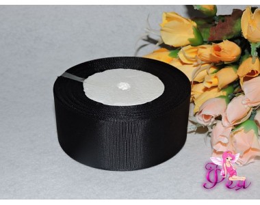 Репсовая однотонная лента 40 мм черного цвета -1 м