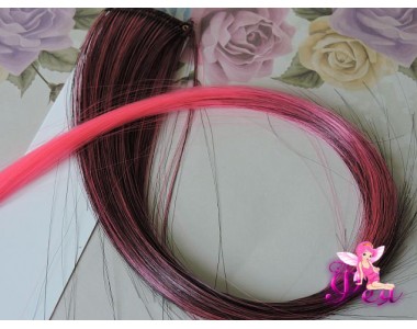 Цветная прядь градиент, 50 см, цв. черный-розовый - 1 шт.