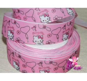 Репсовая лента 25 мм с рисунком  "Китти" (1 м)