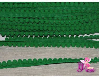 Тесьма с маленькими помпонами, цв. зеленый №19 - 1 м