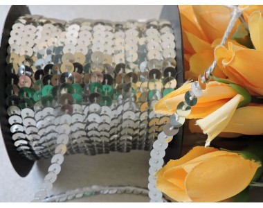 Пайетки на нитке 6мм, цв. серебро 1 м