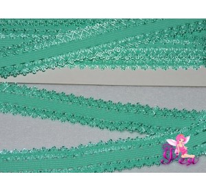 Тесьма-резинка с кружевом 2см, аквамарин