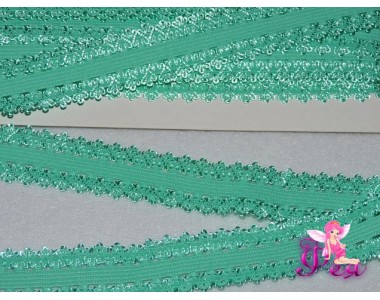 Тесьма-резинка с кружевом 2см, аквамарин