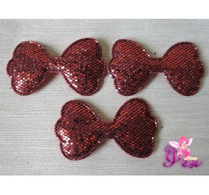 Патч 3D, с пайетками "Бантик" 6,3 *3,5 см, красный