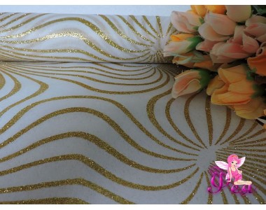 Фетр «Узор с блестками» 48 см, золото (цена за 1 м)