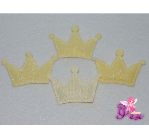 Патч с блестками "Корона 3D" 5*3,5 см, лимонный