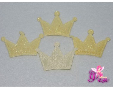 Патч с блестками "Корона 3D" 5*3,5 см, лимонный