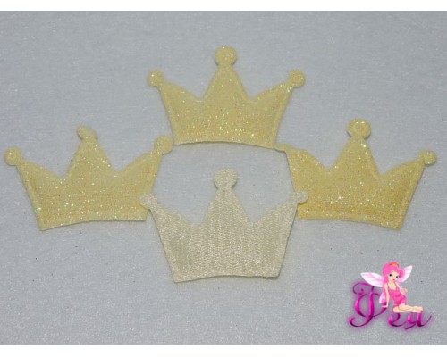 Патч с блестками "Корона 3D" 5*3,5 см, лимонный