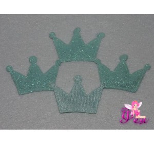 Патч с блестками "Корона 3D" 5*3,5 см, аквамарин