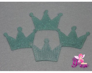 Патч с блестками "Корона 3D" 5*3,5 см, аквамарин