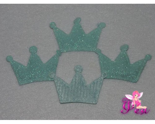 Патч с блестками "Корона 3D" 5*3,5 см, аквамарин