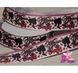 Репсовая лента 25 мм, с рисунком "Ученица", красный  - 1м