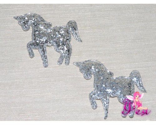 Патч " Единорог" 6*5 см, серебро - 1шт