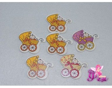 Деревянные фигурки для декора" Колясочка", 3-6 см (Скрапбукинга)