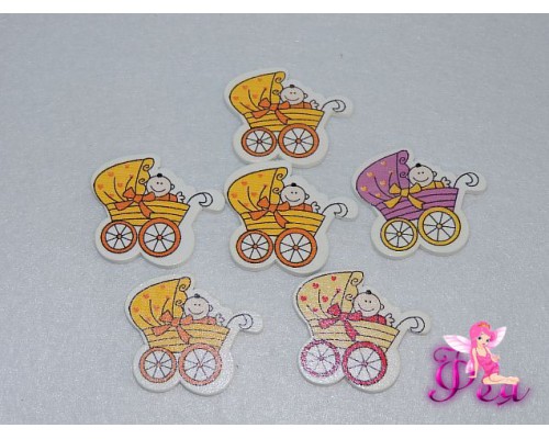 Деревянные фигурки для декора" Колясочка", 3-6 см (Скрапбукинга)