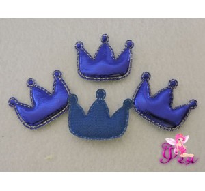 Патч 3D, кожзам " Корона"3,5*3см, синий