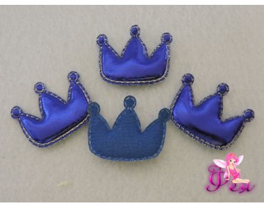 Патч 3D, кожзам " Корона"3,5*3см, синий