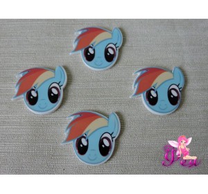 Кабошон-вырубка 30*32 мм, Маленькая пони-"Радуга Дэш" (пластик)  - 1шт