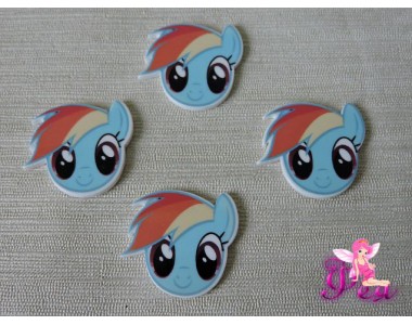 Кабошон-вырубка 30*32 мм, Маленькая пони-"Радуга Дэш" (пластик)  - 1шт