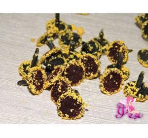 Серединки для цветов, d-1.5 см, цв. коричневый с желтым напылением (1 шт)