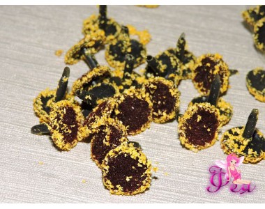 Серединки для цветов, d-1.5 см, цв. коричневый с желтым напылением (1 шт)