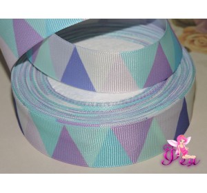 Лента репсовая 25 мм с рисунком "Треугольники" - 1м